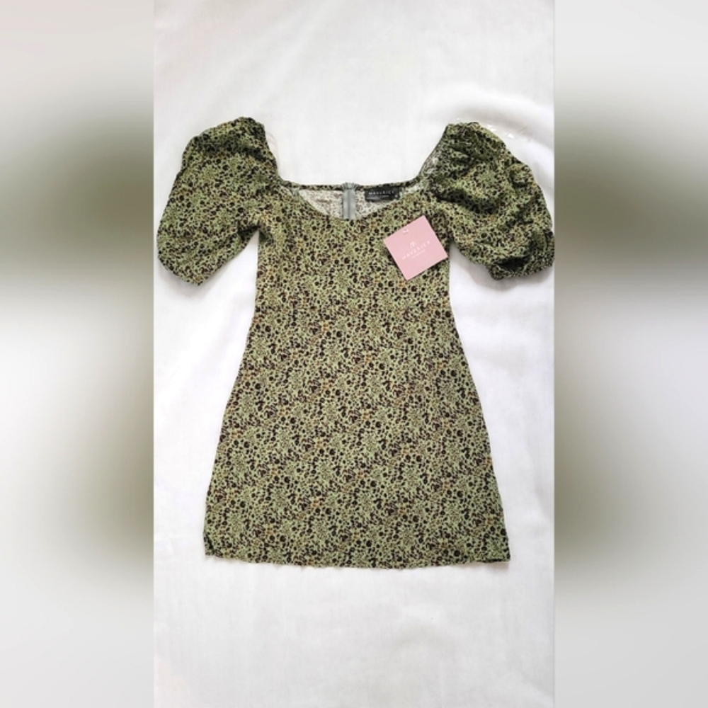 NWT! Posh Spring Boho Animal Print Puff Sleeve Babydoll Womens Mini Dress Small - Picture 5 of 14